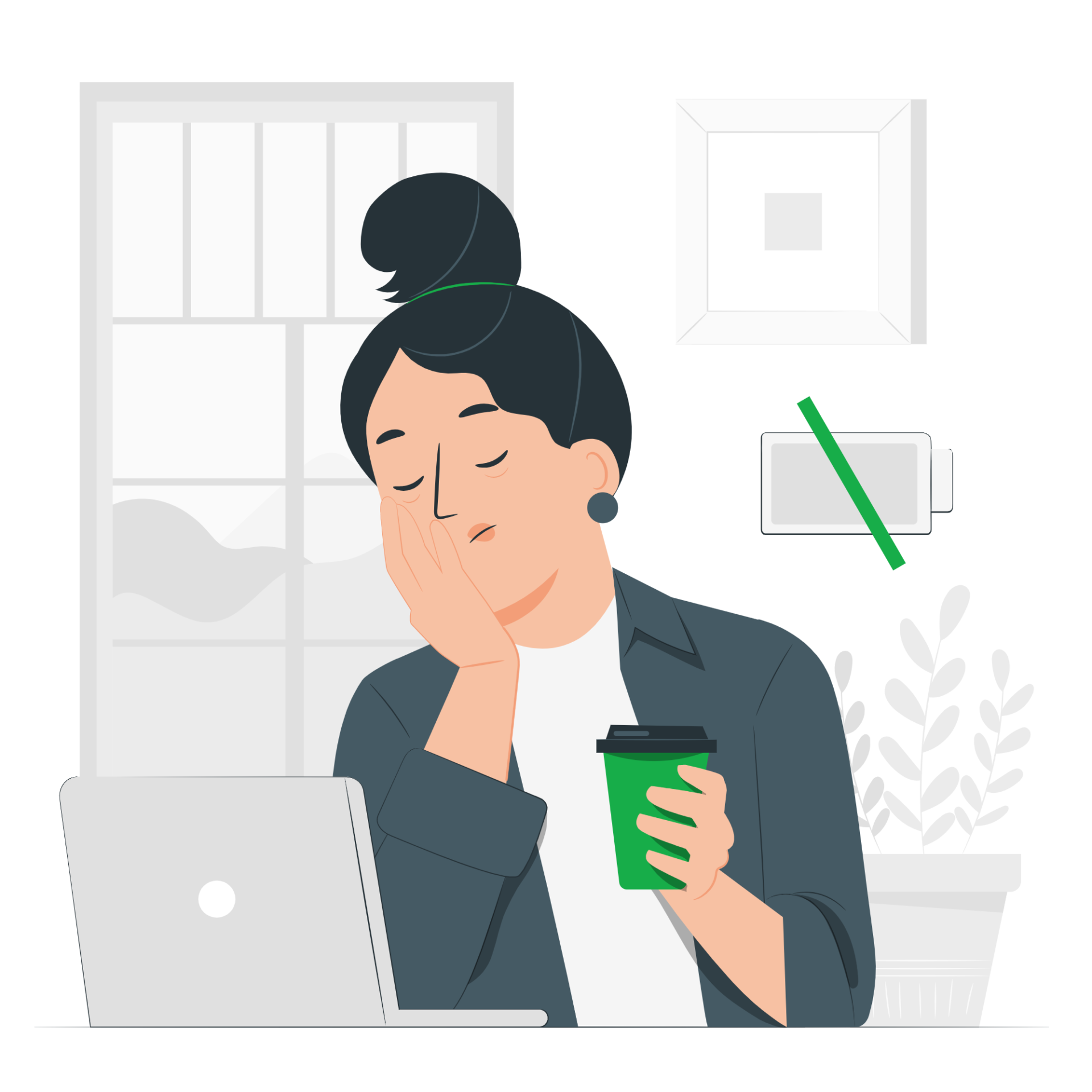 Tired employee working