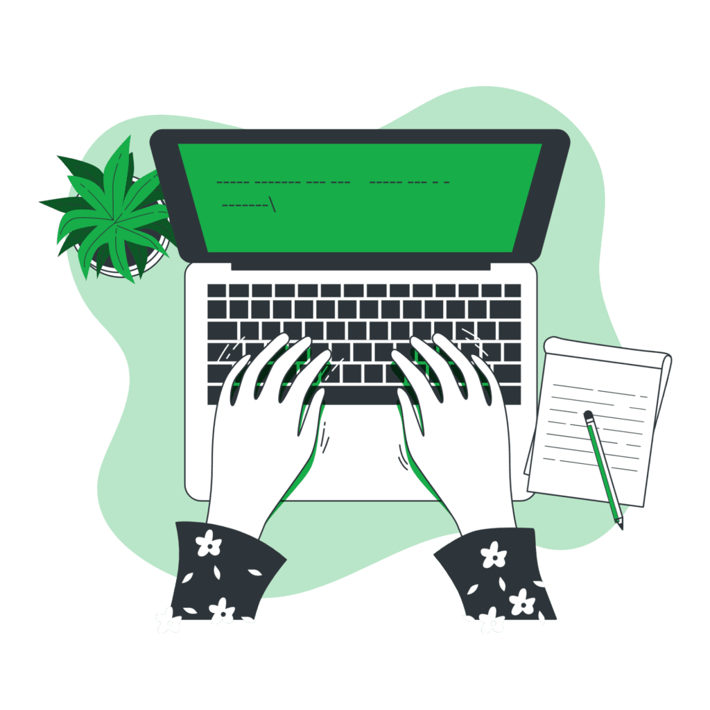 typing in the laptop